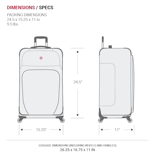 SWISSGEAR Sion Softside Expandable Spinner Luggage Durable Lightweight Travel Suitcase, Evergreen, Checked-Medium by SwissGear - Used condition - Image 6
