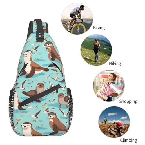 Mochila cruzada casual de uso diario Otters miniatura 6