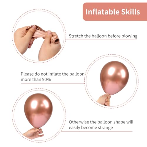 Image of RUBFAC 129pcs Rose Gold Balloons Different Sizes 18 12 10 5 Inches, Latex Balloon Garland Arch Kit for Birthday Party Valentine's Day Baby Shower Graduation Wedding Holiday Decoration