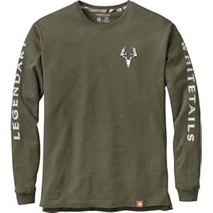 Legendary Whitetails Men’s Long Sleeve T-Shirt Graphic Tee Preshrunk 100% Heavyweight Cotton