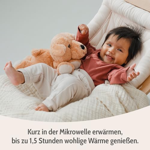 Habibi Plush Wärmekissen/Stofftier f. Kinder und Erwachsene – 1873 Hund Labrador mit Hirsefüllung, Wärmekuscheltier zum Erwärmen in der Mikrowelle/Backofen, ideal auch für Babys