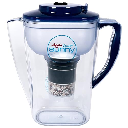 Wasserfilter AcalaQuell Sunny | Dunkelblau | Aktivkohle Wasserfilter | Höchste Filterleistung - mehrschichtig | BPA u. BPB frei | ReNaWa® - Technology | Kreiert köstliches, wohltuendes Wasser