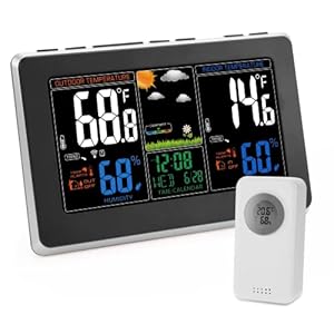 Qxmcov Weather Station Wireless with Outdoor Indoor Sensor, Digital Large LCD Screen Thermometer, Weather Station with…