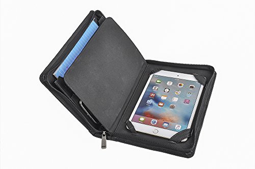 Professional Leather Organizer Padfolio For Ipad Mini 5 2019, Junior Legal (A5) Notepad, Zippered Leather Portfolio Case #TOP1