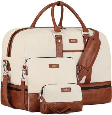 IBFUN Weekender Bags for Women, 3PCS Travel Set with Shoe Compart...