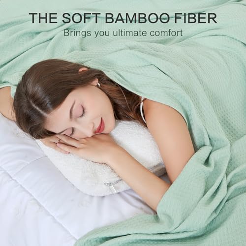 Image of AmyHomie Cooling Waffle Blanket King Size, 100% Rayon Derived from Bamboo