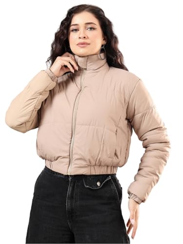 Image of KOTTY Women Nylon Full Sleeve Solid Standard Length Puffer Jacket