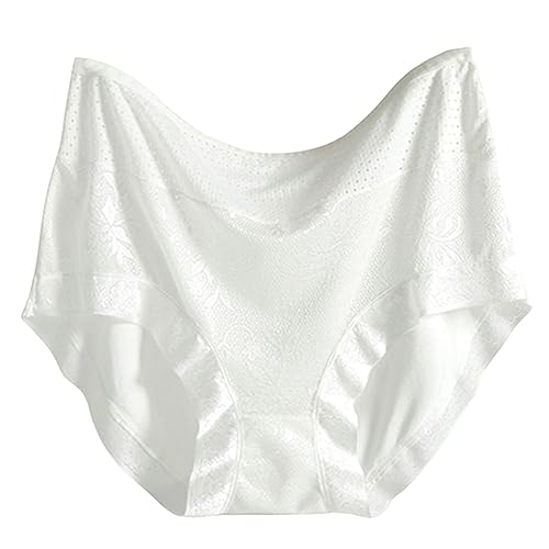 YIzdegg Braguitas para mujer, color sólido, cintura media, ultrafinas, huecas, ajuste cómodo, transpirable, suelto, de gran tamaño, organizador de cajones, Blanco, 4XL