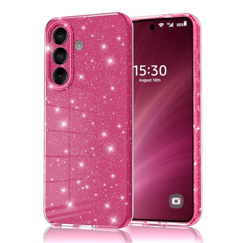Eherui Coque de protection pour Samsung Galaxy S26 Plus pailletée, en silicone TPU anti-traces de doigts, fine résistante aux chocs et aux rayures - Rose...