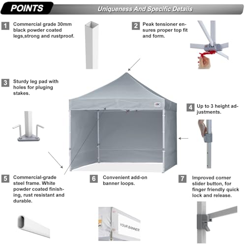 Image of ABCCANOPY Commercial Pop Up Canopy Tent with Sidewalls 8X8,Gray