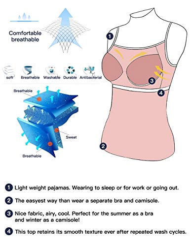 Anyfitting Women's V-Neck Camisole - Adjustable Strap Tank Top With Built-In Padded Bra For Yoga & Maternity (Grey, White, Black) #TOP4