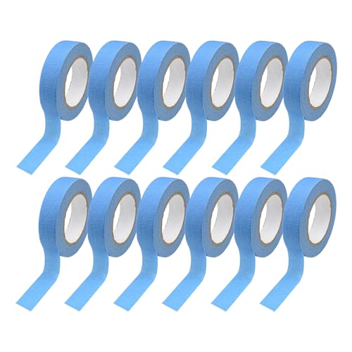 12 Rolls Colored Masking Tape 0.6in x 15yd, Light Blue for Crafts Labels