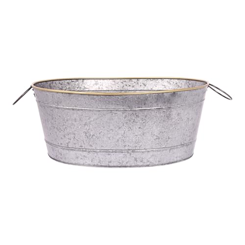 GoCraft Galvanized Metal Beverage Tub with Handles, Large Ice Bucket for Beer, Wine, Parties, Indoor & Outdoor Use, 4 Gallons