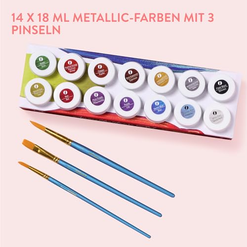 Int!rend Metallic Acrylfarben Set, 14 Farben à 18ml für Modellbau