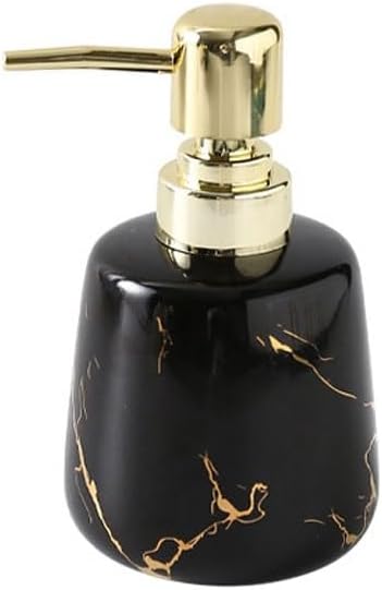 Kitchen Soap Dispenser Ceramic Soap Dispenser with Easy Press Pump Hand Sanitizer Dispenser Bathroom Shower Gel Bottle Lotion Press Bottle Bathroom Soap Dispenser(Black)