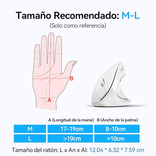 Mouse vertical para evitar dolor de muñeca con conexión bluetooth y 6 botones 7