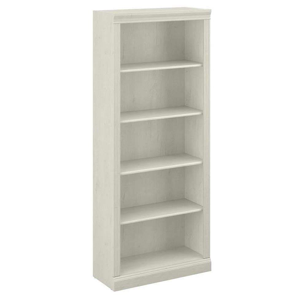 Bush Furniture Saratoga Tall 5 Shelf Bookcase in Linen White Oak