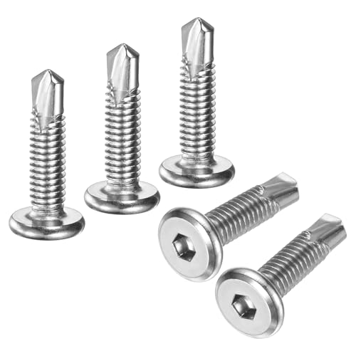 Vis autotaraudeuses six pans creux en acier inoxydable 410 tête plate 2,5 cm M METERXITY argenté