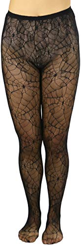 Image of ToBeInStyle Women's Spiderweb & Crawling Spider Print Hosiery Tights & Thigh High Stockings