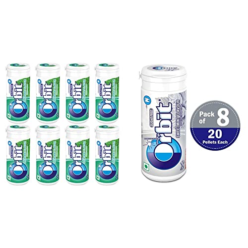 Image of Orbit Spearmint Flavour Sugar Free Chewing Gum - 22g Tube (Pack of 8) & Orbit Sweetmint Flavour Sugar Free Chewing Gum - 22g Tube (Pack of 8)