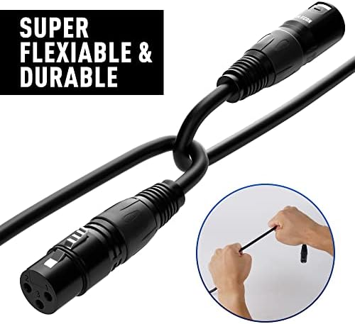 XLR Cable Microphone Cable 100 Feet,Elecan Heavy Duty Balanced XLR Speaker Cable (From 25-200FT) 3-Pin Shielded Male to Female Mic Cord,DMX Stage Lighting Patch Cable for Speaker Systems Mixer+10 Ties