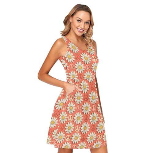 Image of ALAZA Women's Summer Dress Sun Dress Sleeveless with Pockets