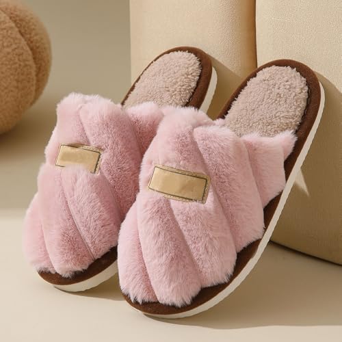 Womens Fluffy Slippers Non-Slip Warm Fuzzy House Slipper Cozy Memory Foam Indoor Outdoor Comfortable Shoes Slip On Home Slippers for Women Winter Non-Slip Bedroom Plush Slides Shoes3