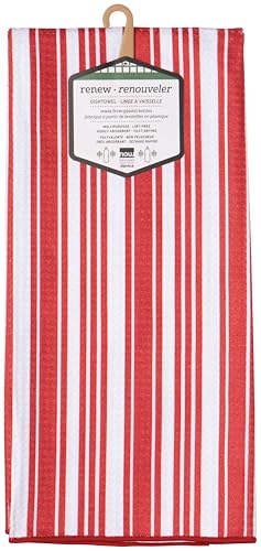 Image of Now Designs Red Collection Recycled Microfibre Dishtowel, W18 x L28in, Soft & Versatile Kitchen Towel
