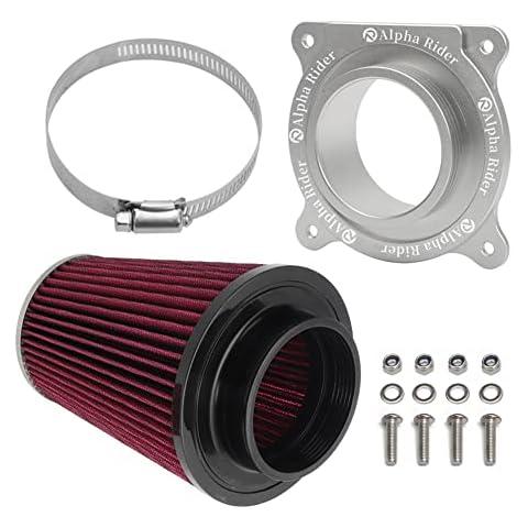 Motoparty Engine Air Filter kit Fits 2006-2021 Yamaha YFM700 Raptor, 2013-2021 Yamaha YFM700R Raptor & Yamaha YFM700R Raptor SE, W/Air Filter Intake & Holder Adapter (Silver) Cover
