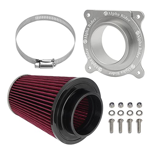Motoparty Engine Air Filter kit for 2006-2021 Yamaha YFM700 Raptor 2013-2021 YFM700R & YFM700R SE W/Intake & Holder Adapter (Silver)