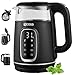 Ecosa® Wasserkocher mit Temperatureinstellung Glas Edelstahl - Teekocher - 1,7 Liter 2.200 Watt - BPA Frei mit Temperaturwahl 40°C-100°C - Warmhaltefunktion LED Beleuchtung (Black Pearl)