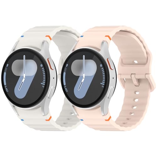 BDIG 2 Piezas Correa Compatible con Samsung Galaxy 7 6 5 4 40mm 44mm/FE 40mm/6/4 Classic 47mm 43mm 46mm 42mm/Watch 5 Pro 45mm,20mm Silicona Correa Reloj de Repuesto para Hombres y Mujeres