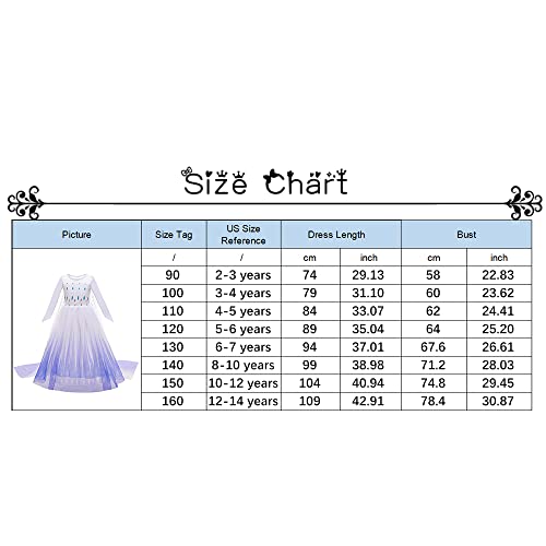 Ttiaoyu Princess Elsa Costume For Girls Toddler Princess Dress Up With Accessories Party Halloween Christmas Cosplay Queen Snow Dress (White, 2-3 Years) #TOP2
