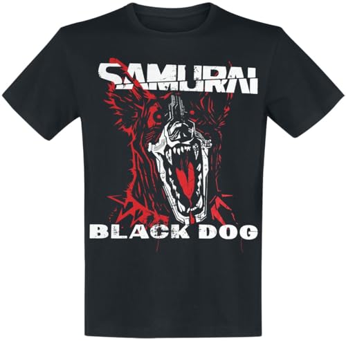 Cyberpunk Samurai - Black Dog Homme T-Shirt Manches Courtes Noir 100% Coton Regular/Coupe Standard