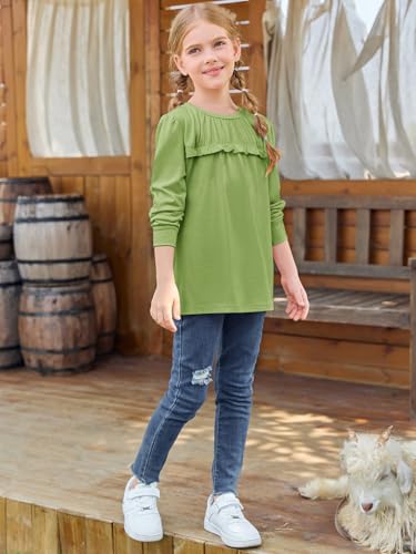 Image of Haloumoning Girls Crew Neck T Shirts Peplum Babydoll Tops Tees 4-15 Years | Girls T-Shirts, Casual Loose Tunic Tops, Cute Ruffle T Shirts, Short Sleeve Shirts, Long Sleeve Blouse