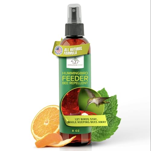 Donaldson Farms Hummingbird Feeder Bee Repellent Spray - Efficiently Keep Bees Off Hummingbird Feeder Natural Bee Repellent Sprays for Patio Garden Citrus Spray for Outdoor Bird Food - 8oz Bottle