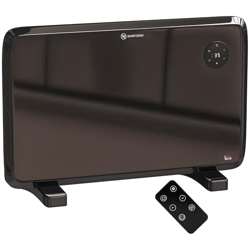 HOMCOM 1200W Electric Panel Heater, Freestanding or Wall Mounted, Convector Heater with LED Display, Open Window Detection, Timer, Overheat Protection, Remote Control, Black