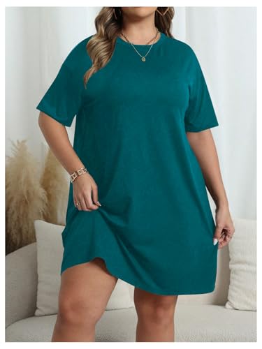 Image of SOLY HUX Women's Plus Size T Shirt Dress Half Sleeve Crewneck Loose Summer Dresses