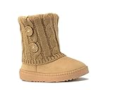 REDVOLUTION Kids Boots Toddler Girls Cute 2 Buttons Suede Knitting Shoe (385 sand, 9)