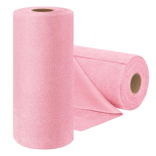 Image of HASTHIP Microfiber Cleaning Cloth Roll, 15 Count, 25x60cm, Pink, Pre-Cut