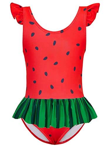 Image of Vieille Toddler Little Girls One Piece Swimsuits Ruffles Bathing Suits Mermaid Dinosaur Swimwear 2-7T