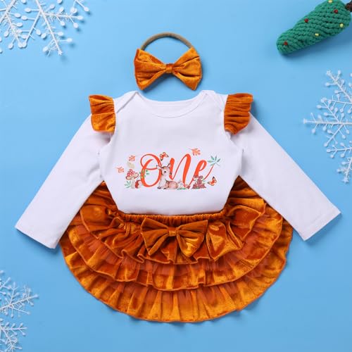 IBTOM CASTLE Infant Baby Girl Velvet Romper Retro Bodysuit Bow Headband Socks Christmas First Birthday Cake Smash Outfit4