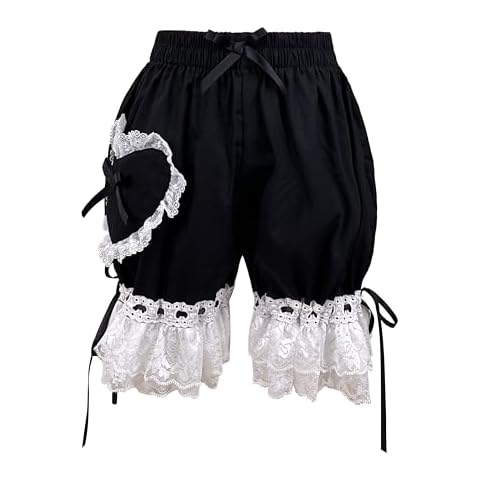 Smiling Angel Womens Girls Lolita Bloomers Cute Maid Ruffle Pumpkin Shorts Black Cover