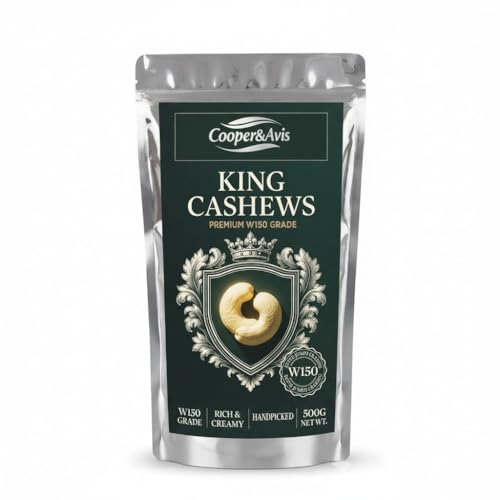 Image of Cooper&Avis W150 Super Jumbo Cashews, 500g | King Size Whole Cashew Nuts, Raw & Creamy