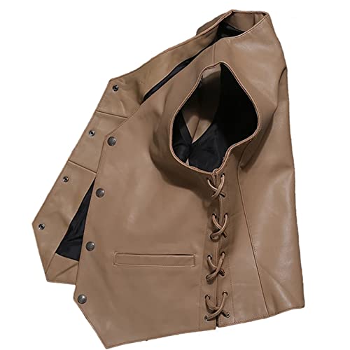 Chaleco de cuero para hombre en color caqui retro talla XL 3