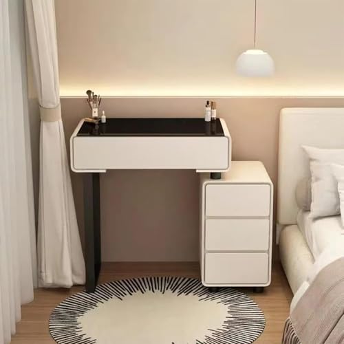 ���ϑ� �h���b�T�[ �R���p�N�g ���C�N�f�X�N ���� dressing table �����K���X�V�� ��?�� �I�V���� ���[�t�� LED�~���[���C�g�t�����邳�����\��3�̏Ɩ����[�h �h���b�T�[�e�[�u�� �P�n ������� ����50cm�`80cm (�����X�c�[��