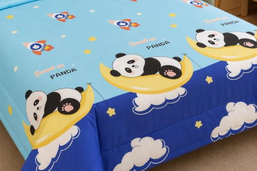 Image of Filymore Kids Cloud Panda Bedding Set for Single Bed | 1 Single Bedsheet 90 x 60 Inches with 1 Pillow Cover & 1 Comforter 90 x 60 Inches | Soft Microfiber Panda Print Bed Set for Boys & Girls