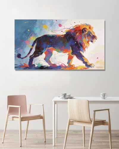 Tableau lion abstrait NHLDZYH coloré 30x54cm décoration salon