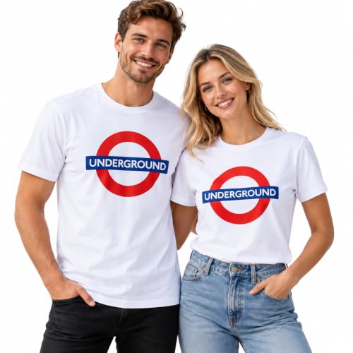 Image of GWCC Licensed Unisex London Underground Famous Roundel t-Shirt, Colour Optic White, Sizes XS to 4XL (UK, Alpha, XS, Regular, Regular, Optic White)