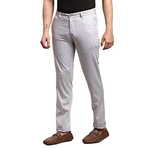 Image of Parx Men's Cotton Blend Print Pattern Low Rise Tapered Fit Flat Front Casual Trouser